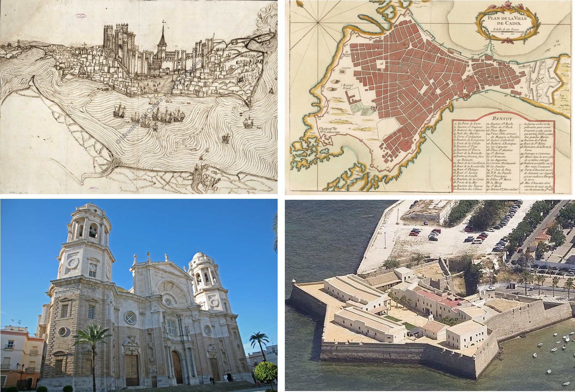 図1-2 ガディル(カディス) 地図1513; 1700; Catedral; Santa Catalina Castle